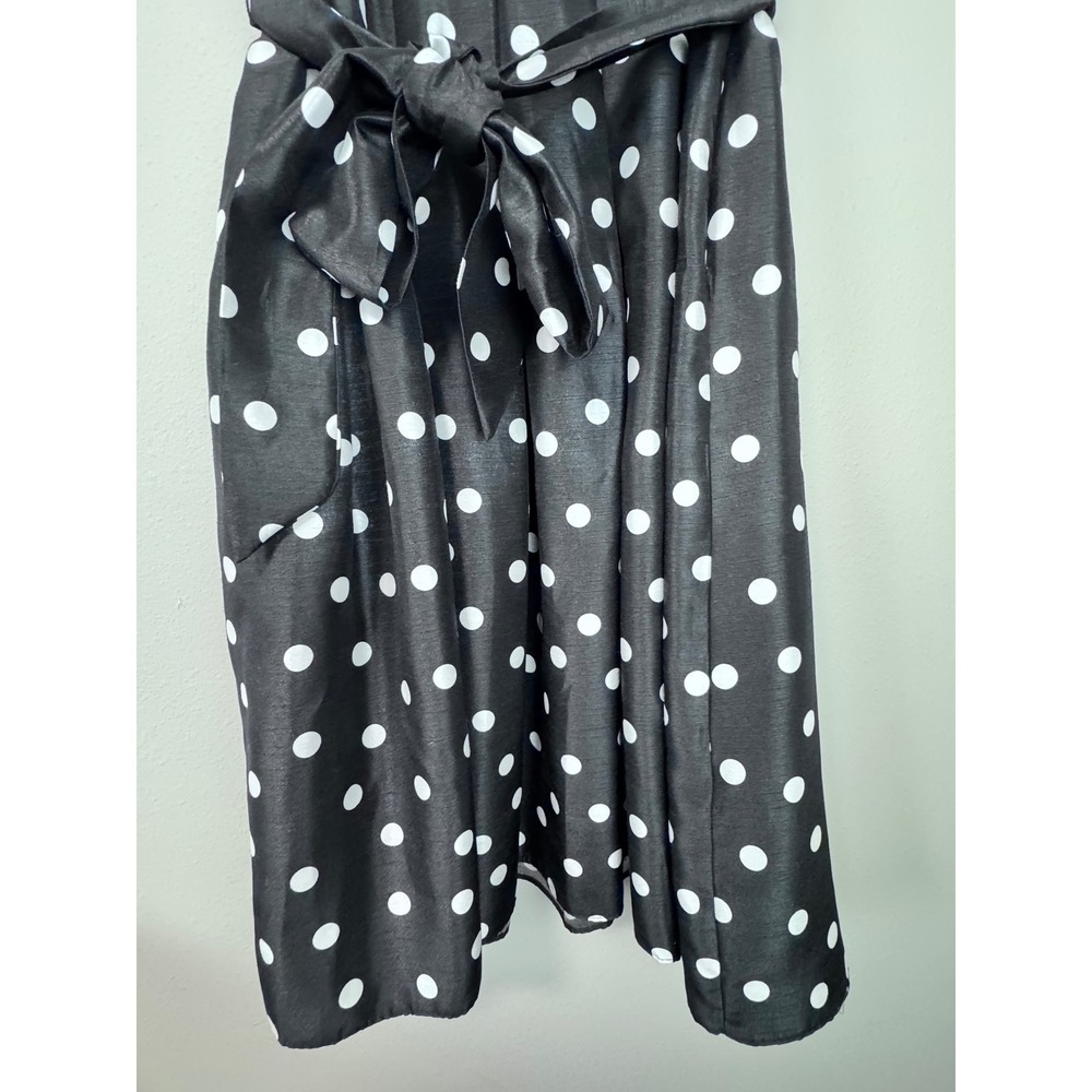 Jessica Howard Polka Dot Dress Sleeveless Fit & Flare Black White Size 10 - Picture 3 of 11
